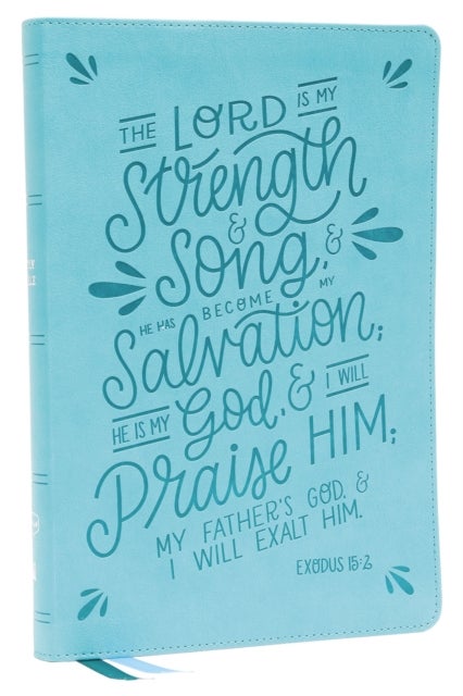 NKJV, Thinline Bible, Verse Art Cover Collection, Leathersoft, Teal, Red Letter, Thumb Indexed, Comfort Print - Holy Bible, New King James Version