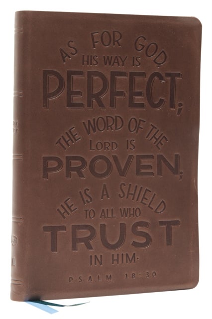NKJV, Thinline Bible, Verse Art Cover Collection, Genuine Leather, Brown, Thumb Indexed, Red Letter, Comfort Print - Holy Bible, New King James Version