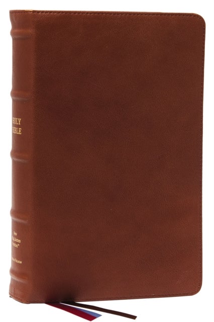 NKJV, End-of-Verse Reference Bible, Personal Size Large Print, Premium Goatskin Leather, Brown, Premier Collection, Red Letter, Comfort Print - Holy Bible, New King James Version