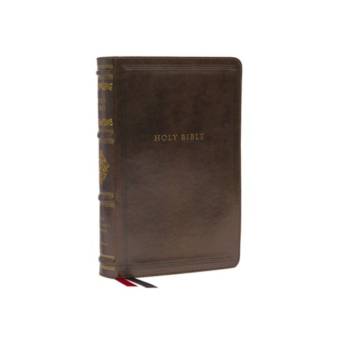NKJV, Personal Size Reference Bible, Sovereign Collection, Leathersoft, Brown, Red Letter, Comfort Print - Holy Bible, New King James Version