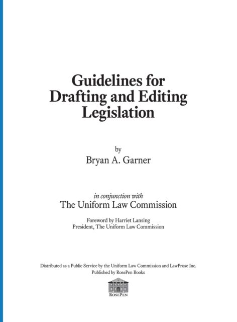 Guidelines for Drafting and Editing Legislation