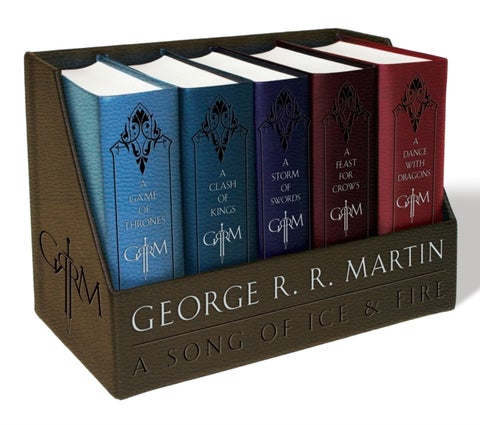 George R. R. Martin's A Game of Thrones Leather-Cloth Boxed Set (Song of Ice and Fire Series) - A Game of Thrones, A Clash of Kings, A Storm of Swords, A Feast for Crows, and ADance with Dragons