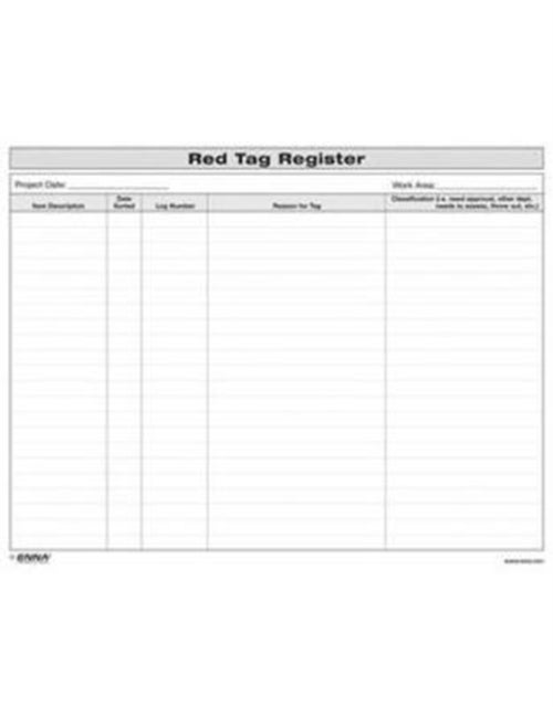 5S Red Tag Register Form