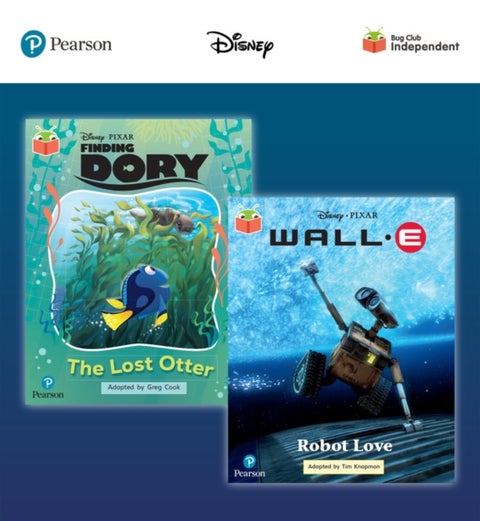 Pearson Bug Club Disney Year 2 Pack A, including Orange and Turquoise book band readers; Finding Dory: The Lost Otter, Wall-E: Robot Love