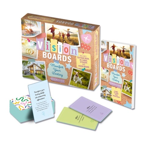 Vision Boards Manifest Your Destiny Kit - Includes 128-page Book, 40 Cards, Stickers, and Vision Board