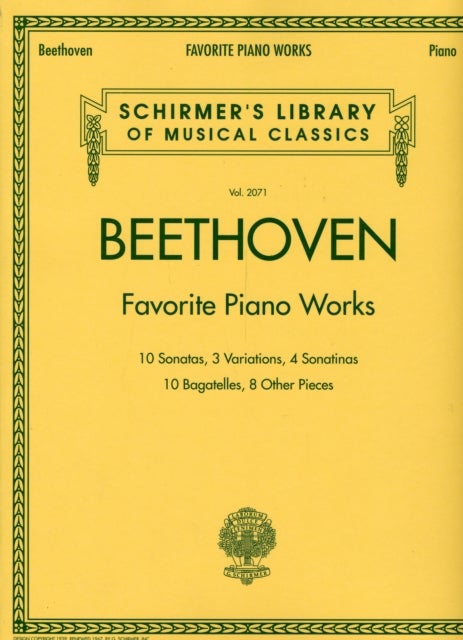 Beethoven - Favorite Piano Works - Schirmer'S Library of Musical Classics #2071