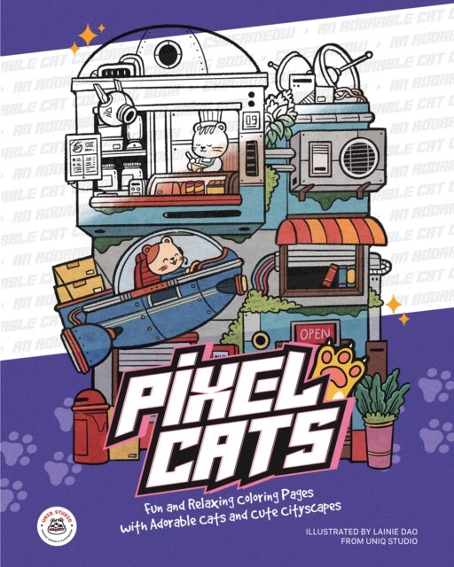 Pixel Cats - Fun and Relaxing Coloring Pages with Adorable Cats and Cute Cityscapes
