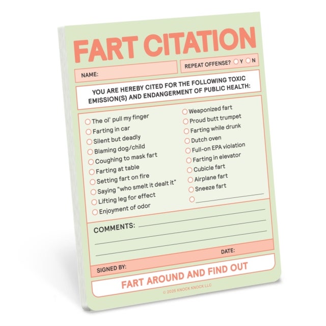 Knock Knock Fart Citation Nifty Note (Pastel Version)