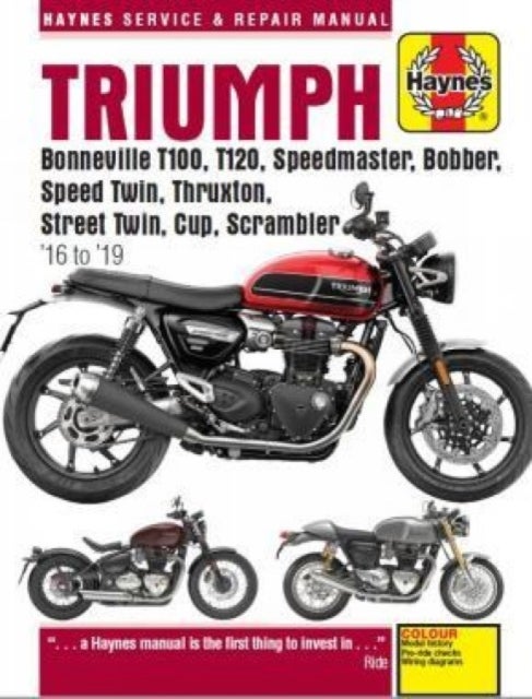 Triumph Bonneville T100, T120, Speedmaster, Bobber, Speed Twin, Thruxton, Street Twin, Cup, Scramble - 16 to 19