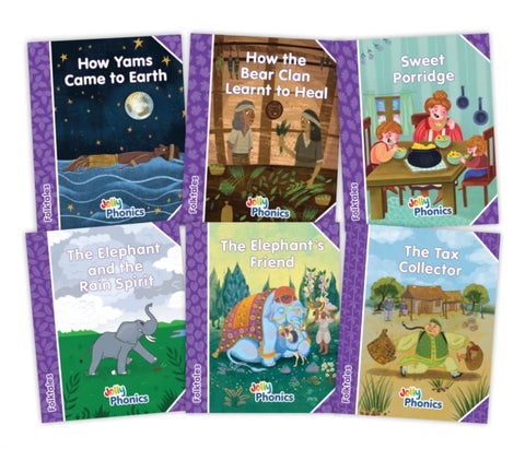 Jolly Phonics Folktales Purple Readers (Level 5) Complete Set (1-6) - in Precursive Letters (British English edition)
