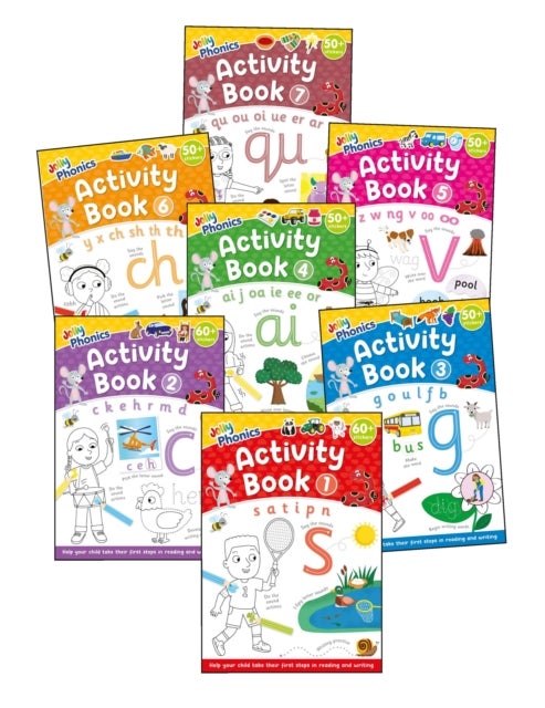 Jolly Phonics Activity Books 1-7 - in Precursive Letters (British English edition)