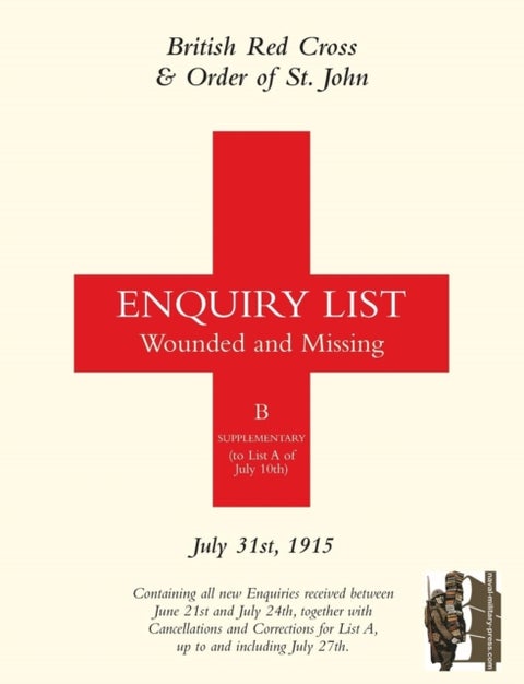British Red Cross and Order of St John Enquiry List for Wounded and Missing - July 31st 1915