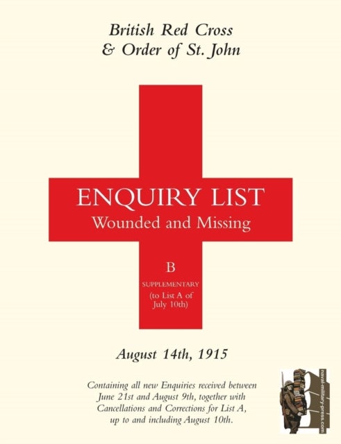 British Red Cross and Order of St John Enquiry List for Wounded and Missing - August 14th 1915