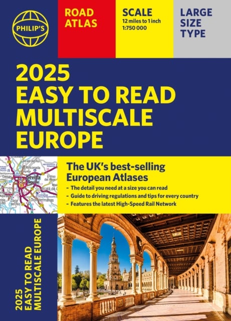 2025 Philip's Easy to Read Multiscale Road Atlas of Europe - (A4 paperback with flaps)