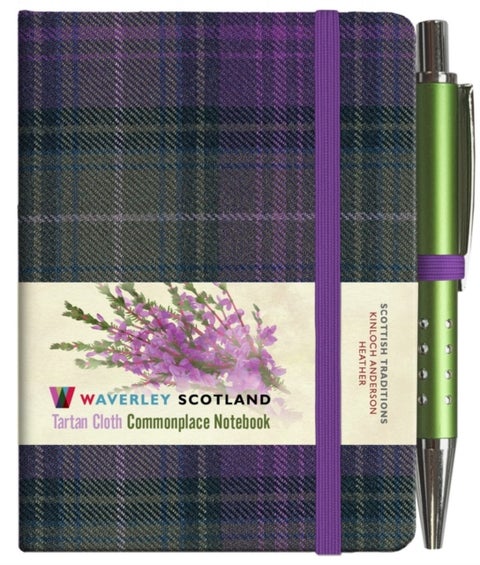 Waverley S.T. (S): Heather Mini with Pen Pocket Genuine Tartan Cloth Commonplace Notebook - Genuine Tartan Cloth Commonplace Notebook