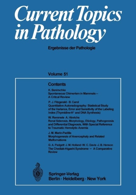Current Topics in Pathology - Ergebnisse der Pathologie