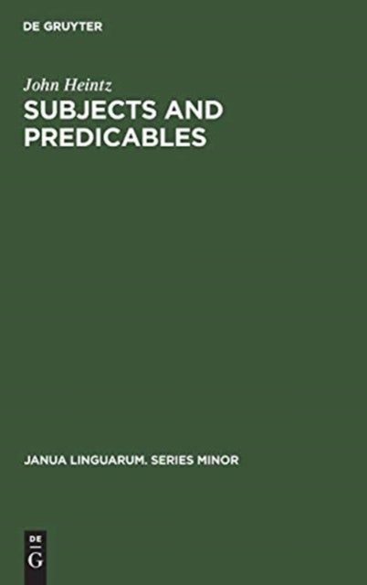 Subjects and Predicables - A Study in Subject-Predicate Asymmetry
