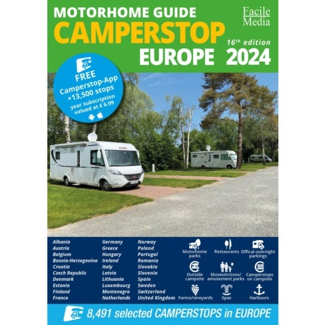Motorhome guide Camperstop Europe 2024 30 countries GPS