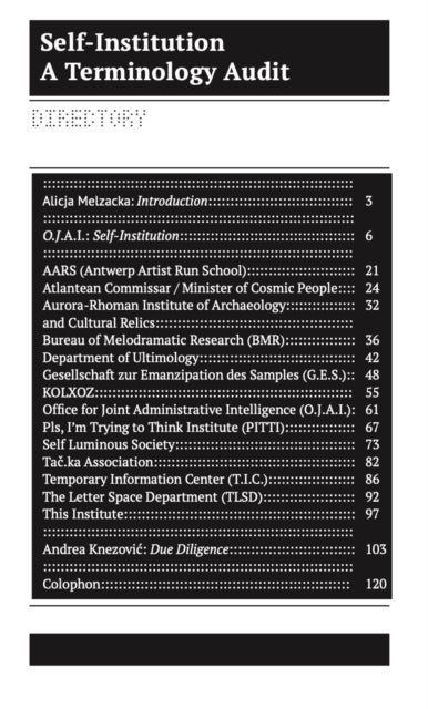 Self-Institutionalization Reader - A Terminology Audit of Self-Instituted Practice