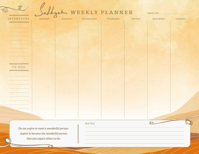 Sadhguru Weekly Planner Notepad
