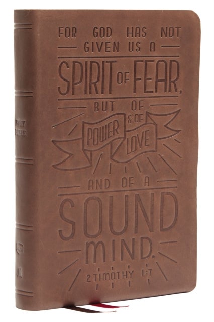 NKJV, Personal Size Reference Bible, Verse Art Cover Collection, Genuine Leather, Brown, Red Letter, Thumb Indexed, Comfort Print - Holy Bible, New King James Version