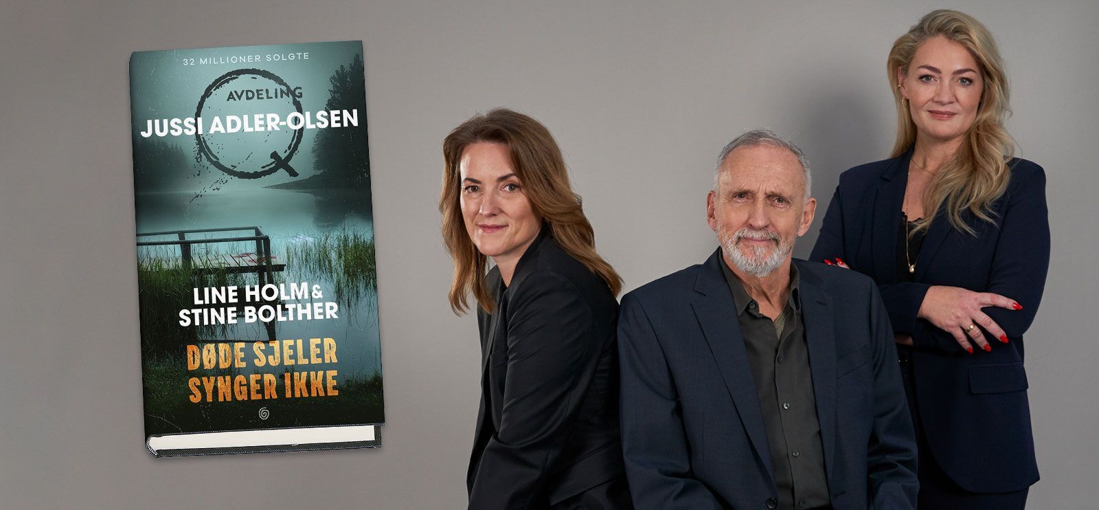 «Døde sjeler synger ikke» er en ny bok i den populære krimserien om Avdeling Q. Boken er skrevet av Jussi Adler-Olsen, Line Holm og Stine Bolther. Foto: Tine Harden