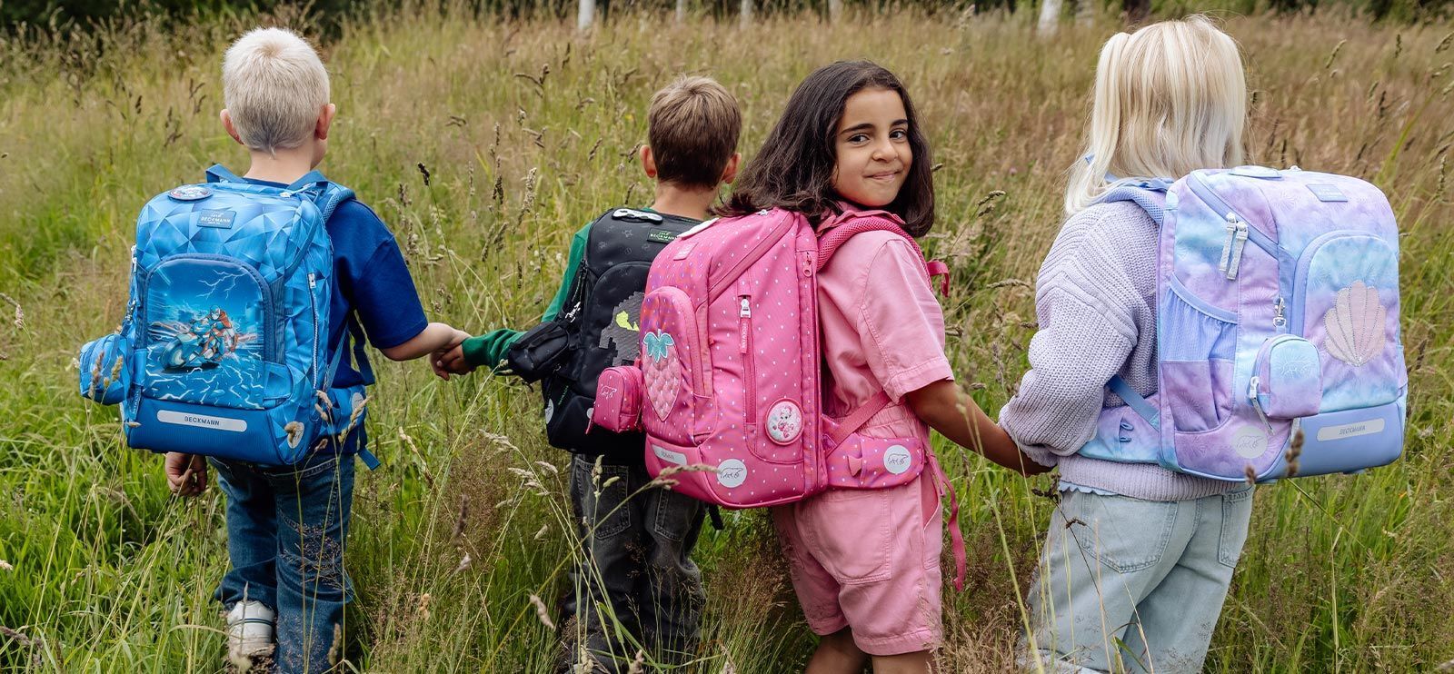 Beckmann lager skolesekker som sitter godt på ryggen og som barna elsker å bruke.