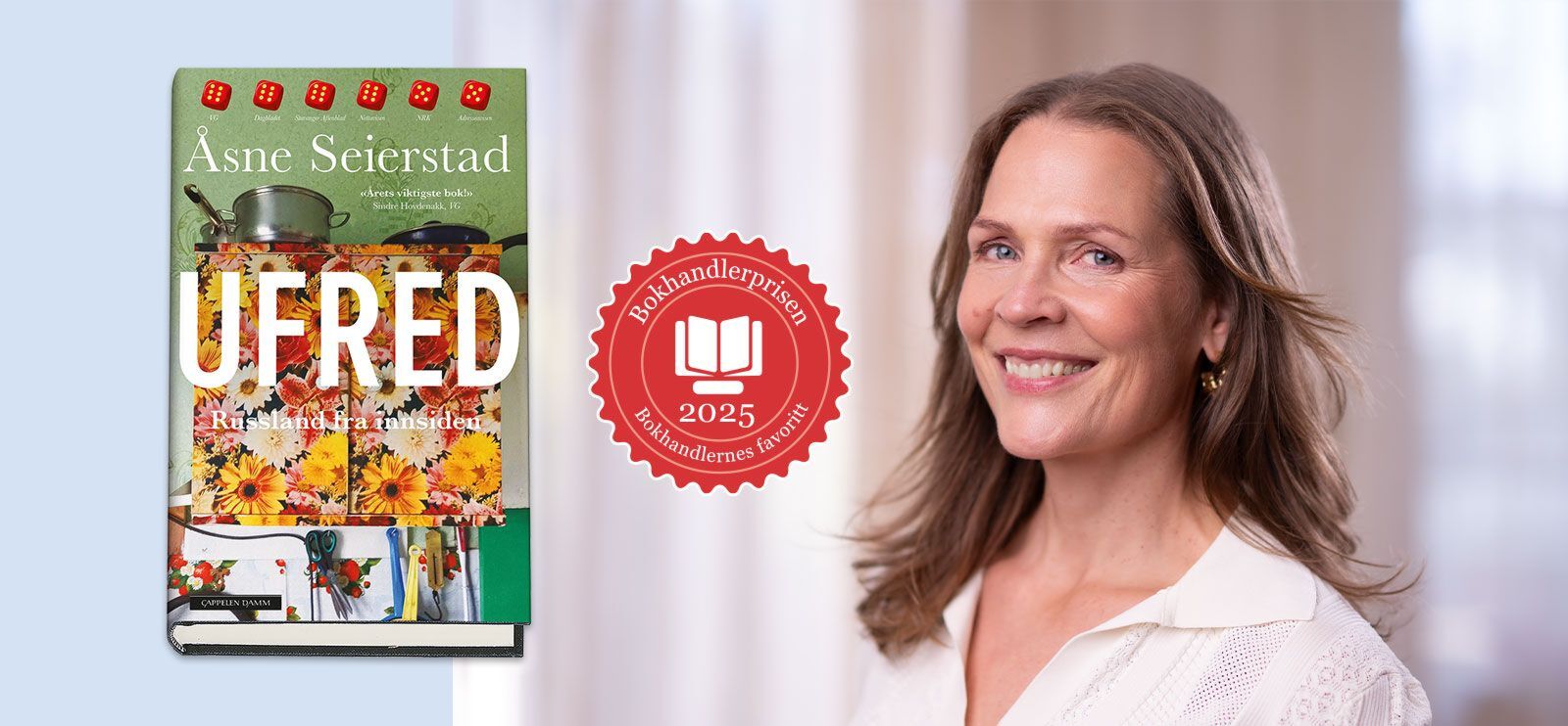 Åsne Seierstad er vinner av Bokhandlerprisen 2025. Foto: Troll Toftenes, Cappelen Damm