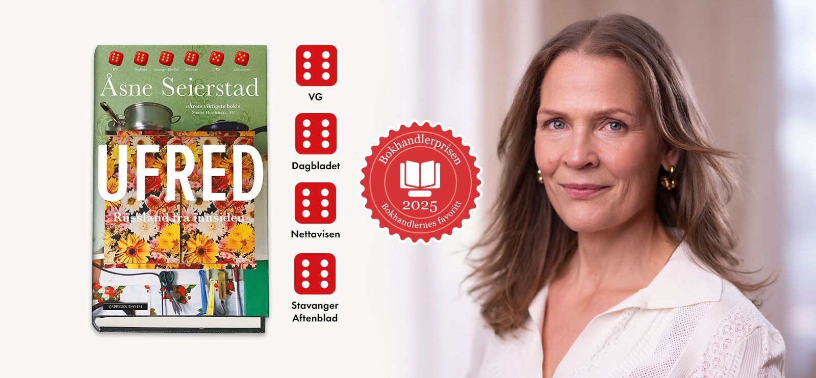 Åsne Seierstad er vinner av Bokhandlerprisen 2025! Foto: Troll Toftenes / Cappelen Damm