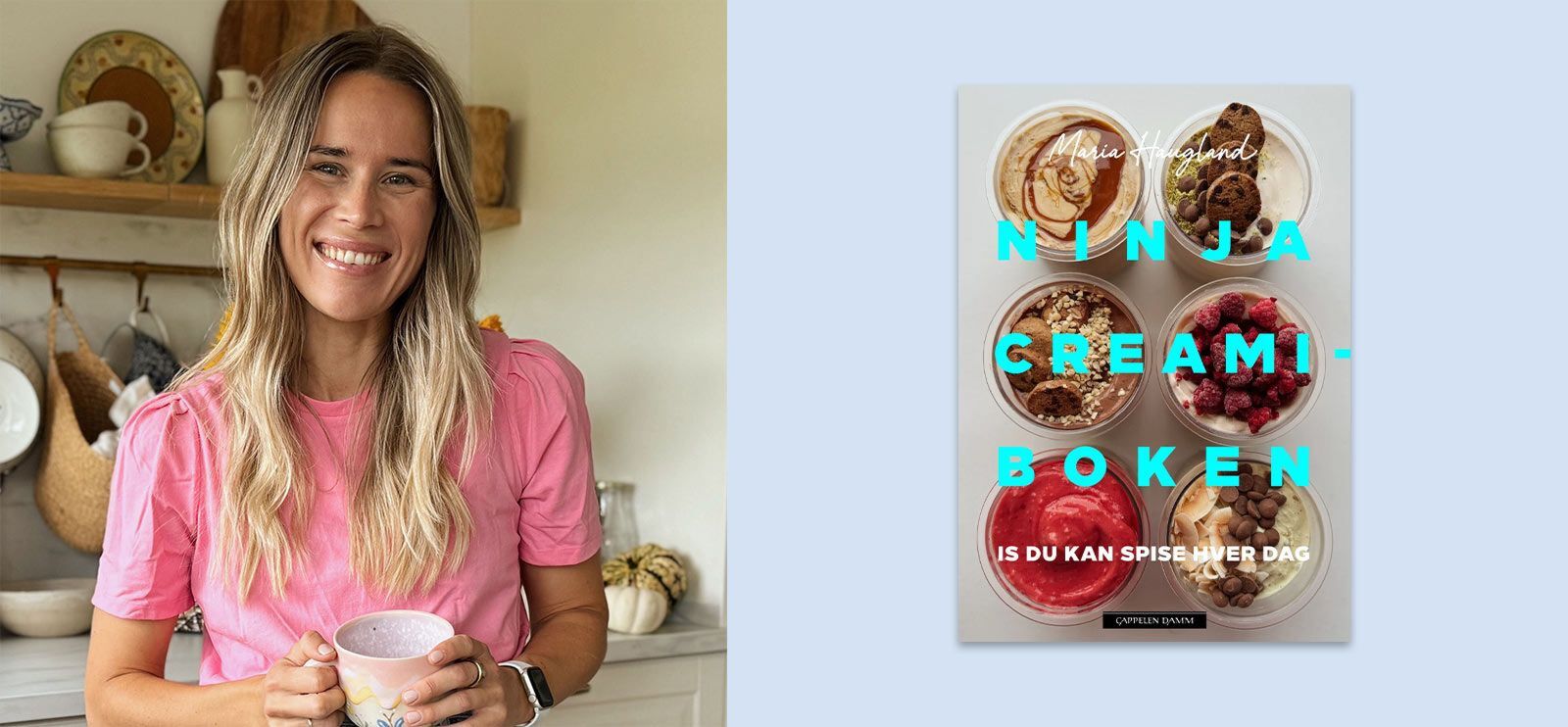 Maria Haugland har laget en rekke smakfulle oppskrifter til Ninja Creami-iskremmaskin! Foto: Cappelen Damm