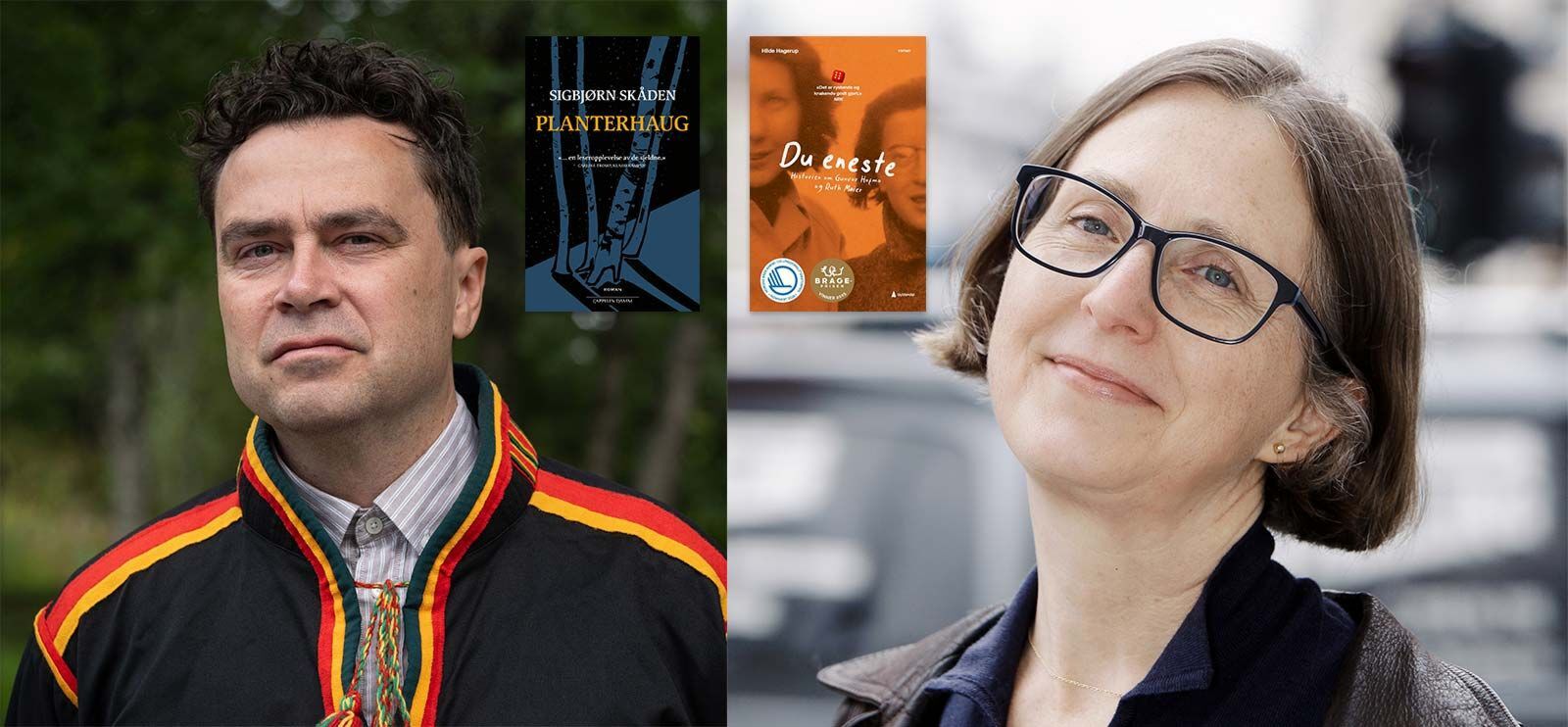 Sigbjørn Skåden og Hilde Hagerup er vinnere av Nordisk Råds Litteraturpris 2026. Foto: Knut Åserud/Anna Julia Granberg