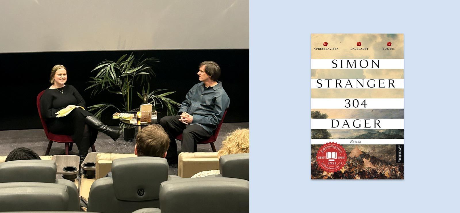 Norli Storo Lesesirkel inviterte Simon Stranger til møte med bokklubben. Foto: Marlen Eriksen