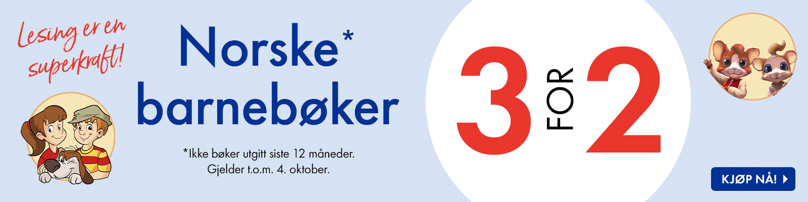 3 for 2 på norske barnebøker. 3 for 2 på norske barnebøker.