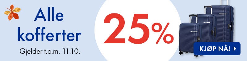 25% på alle kofferter.