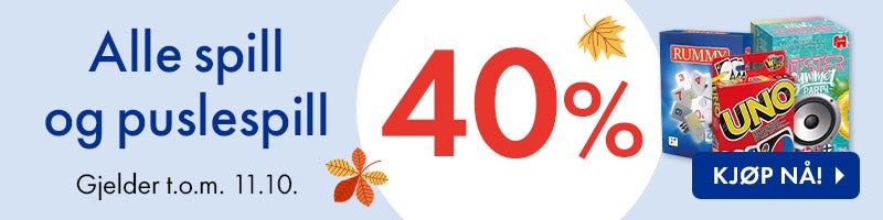 Alle spill og puslespill 40% Alle spill og puslespill 40%