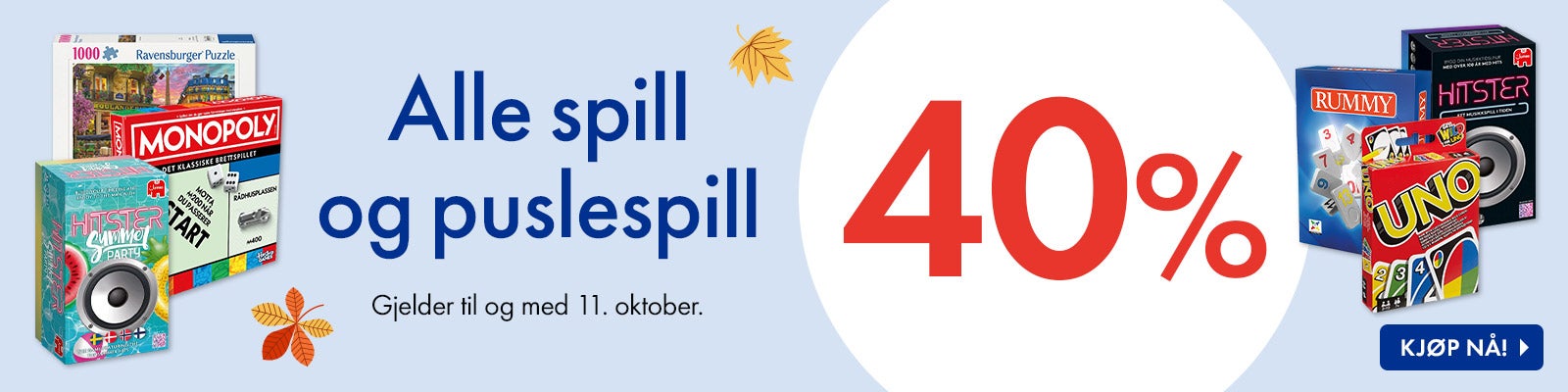 Alle spill og puslespill 40% Alle spill og puslespill 40%