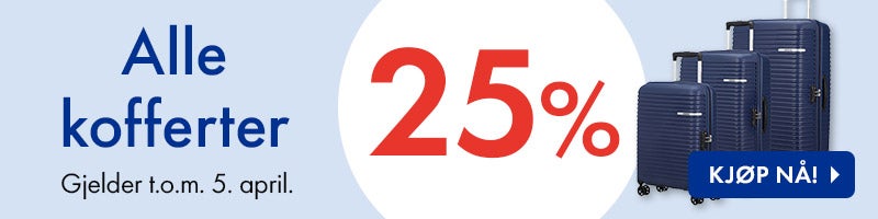 25% på alle kofferter.