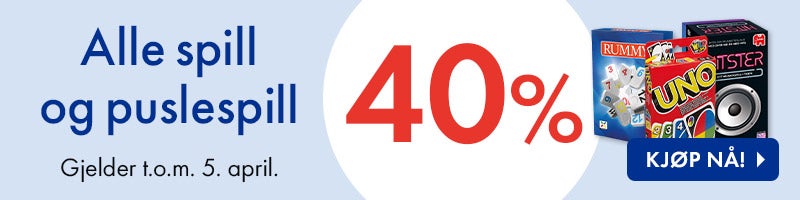 40% på alle spill og puslespill.