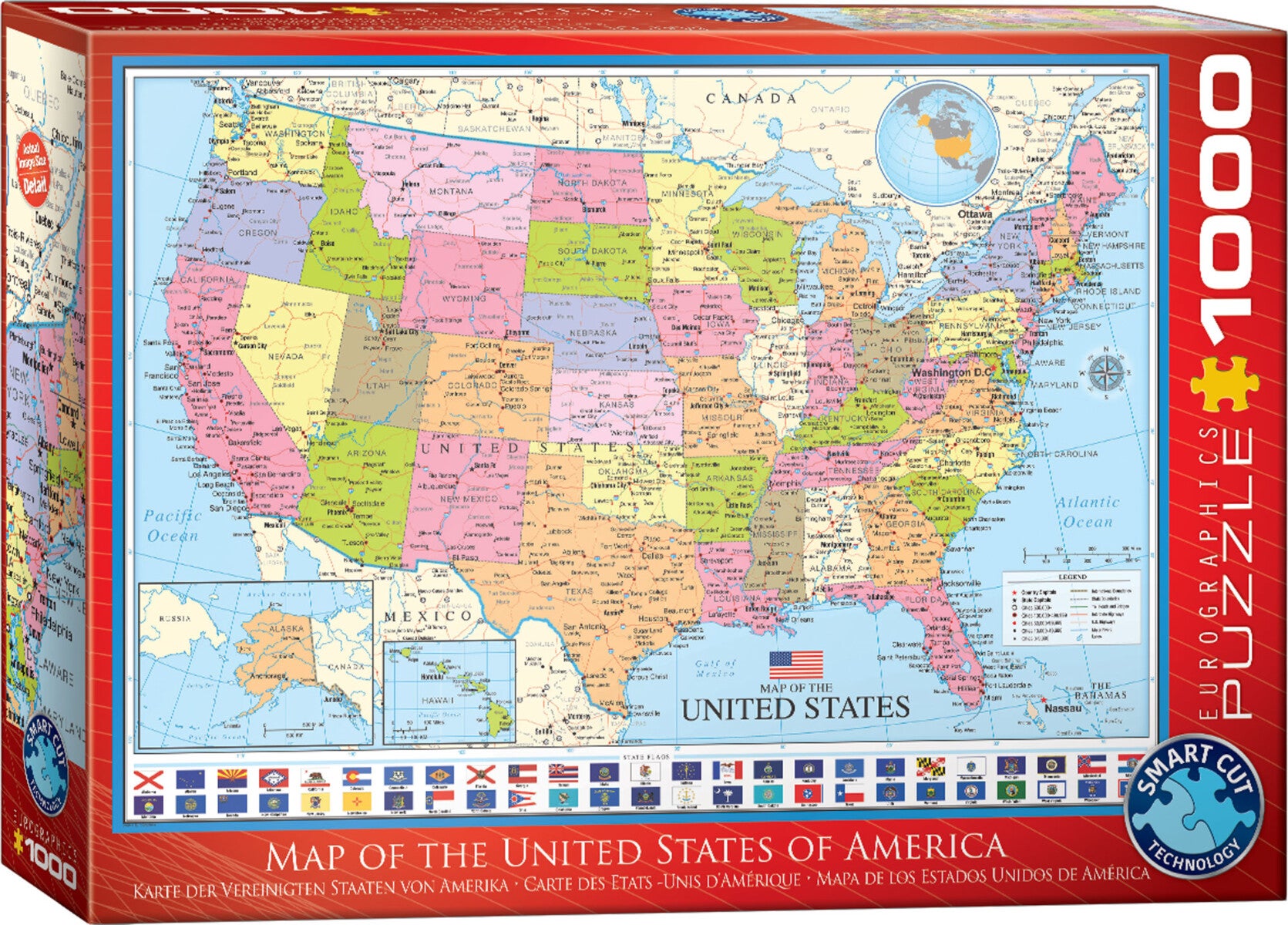 Puslespill 1000 Map United States Eurographics