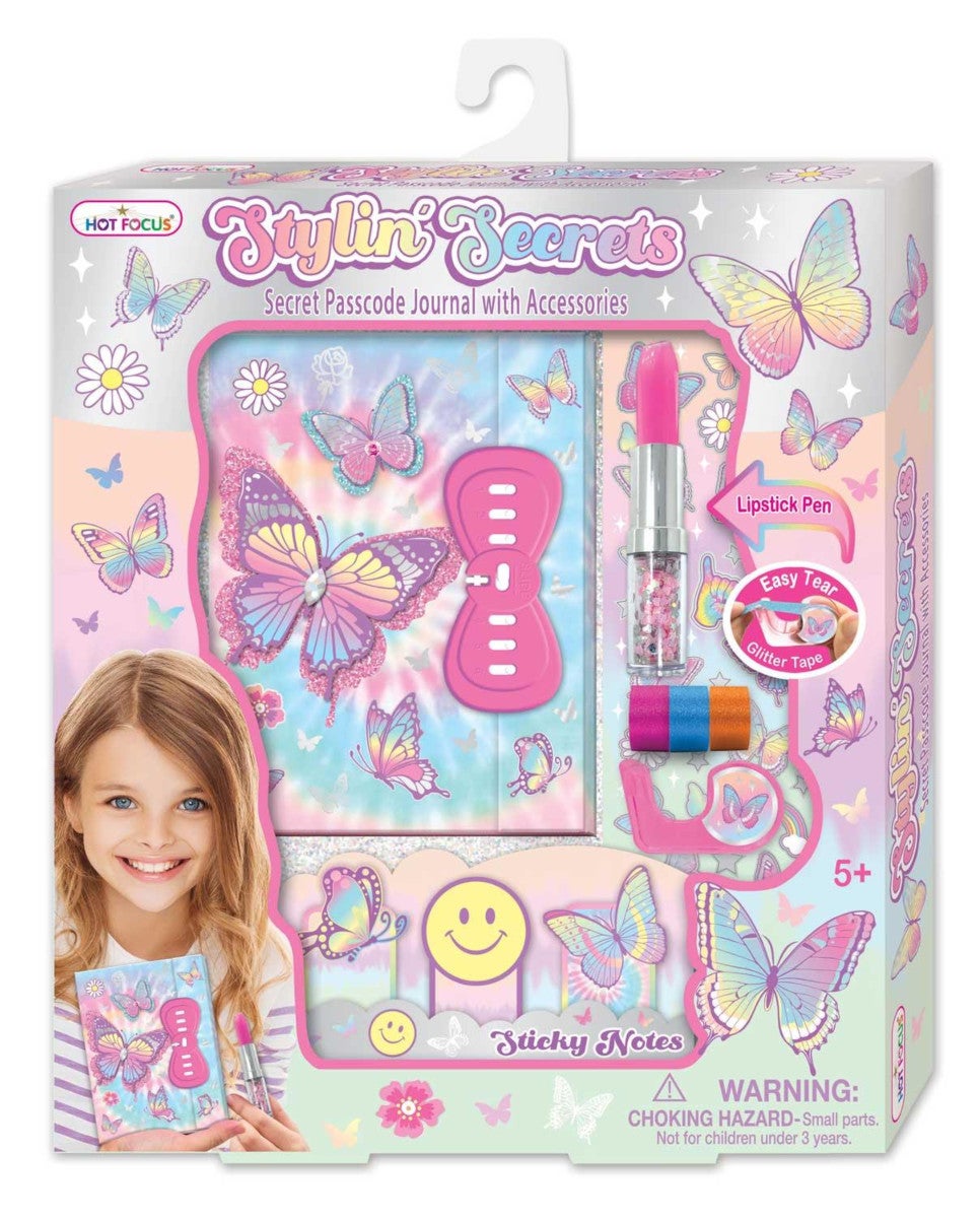 Hot Focus Butterfly Skrivesett m/bok og kodelås