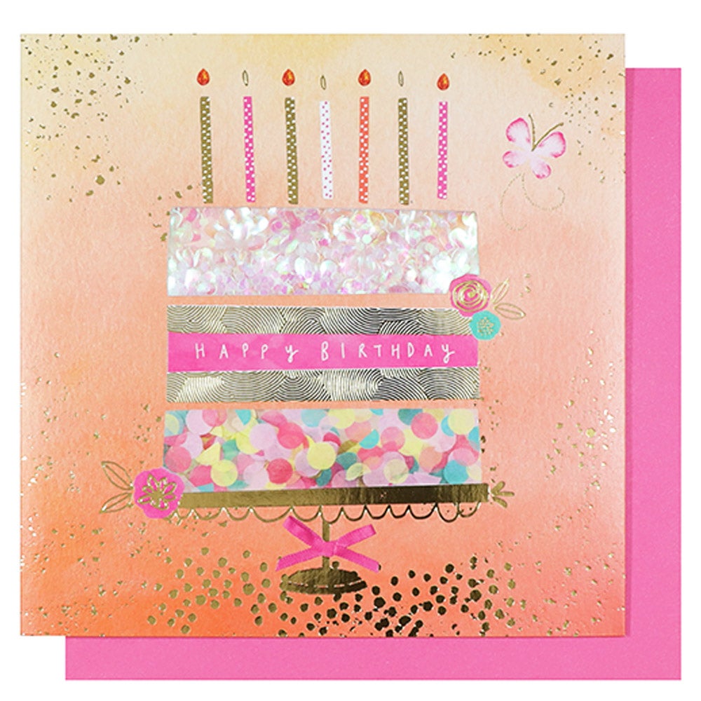 Systemkort Cake Happy Birthday Confetti