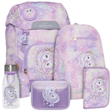Pakke skolesekk 1.kl Unicorn Purple 22L - Beckmann