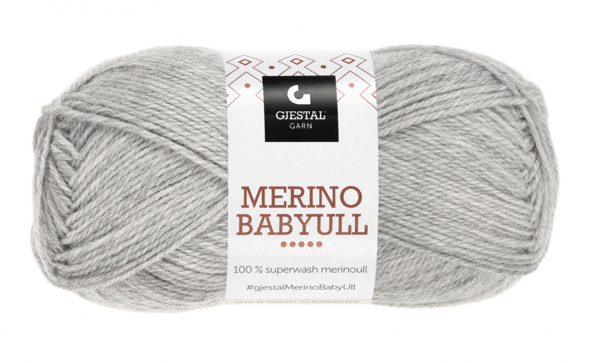 Garn Gjestal Merino Baby Ull 50g Lys grå
