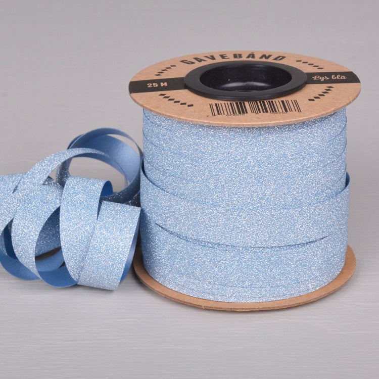 Gavebånd Lys Blå/Glitter 10mm X 25m