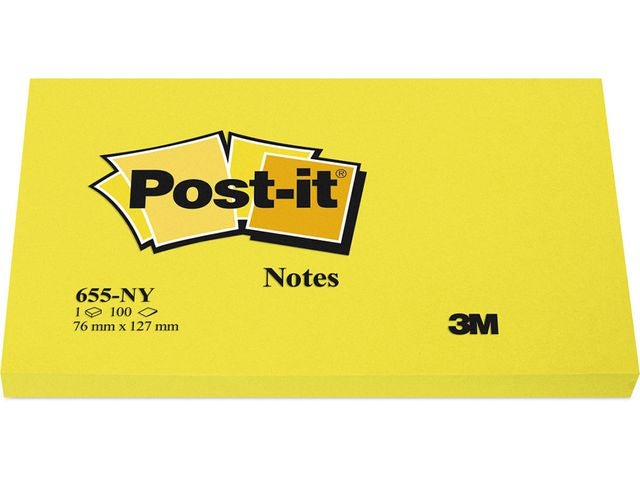 Post-It Notatbl 655Ny Neongul 76X127Mm