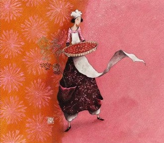 Dobbelt kort 160x140mm G. Boissonnard rosa/oransje