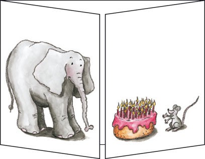 Klaffekort Elefantmus og kake