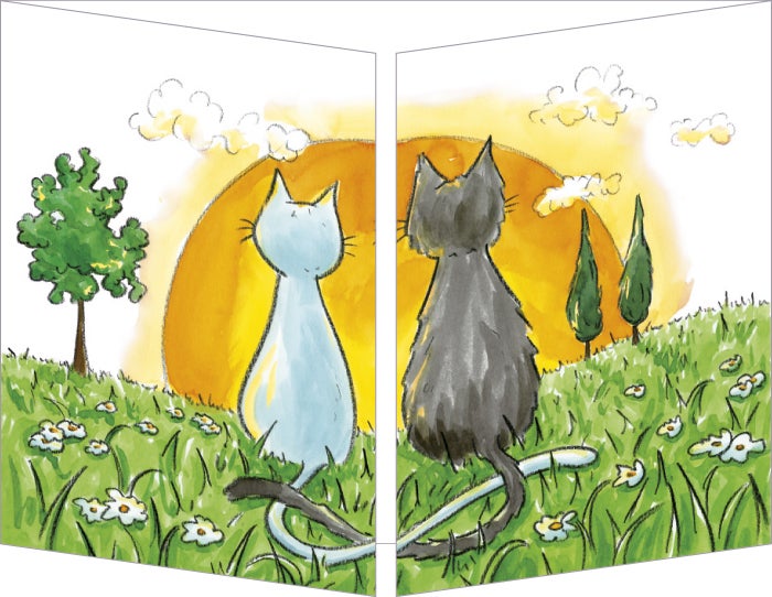 Klaffekort Katter i solnedgang