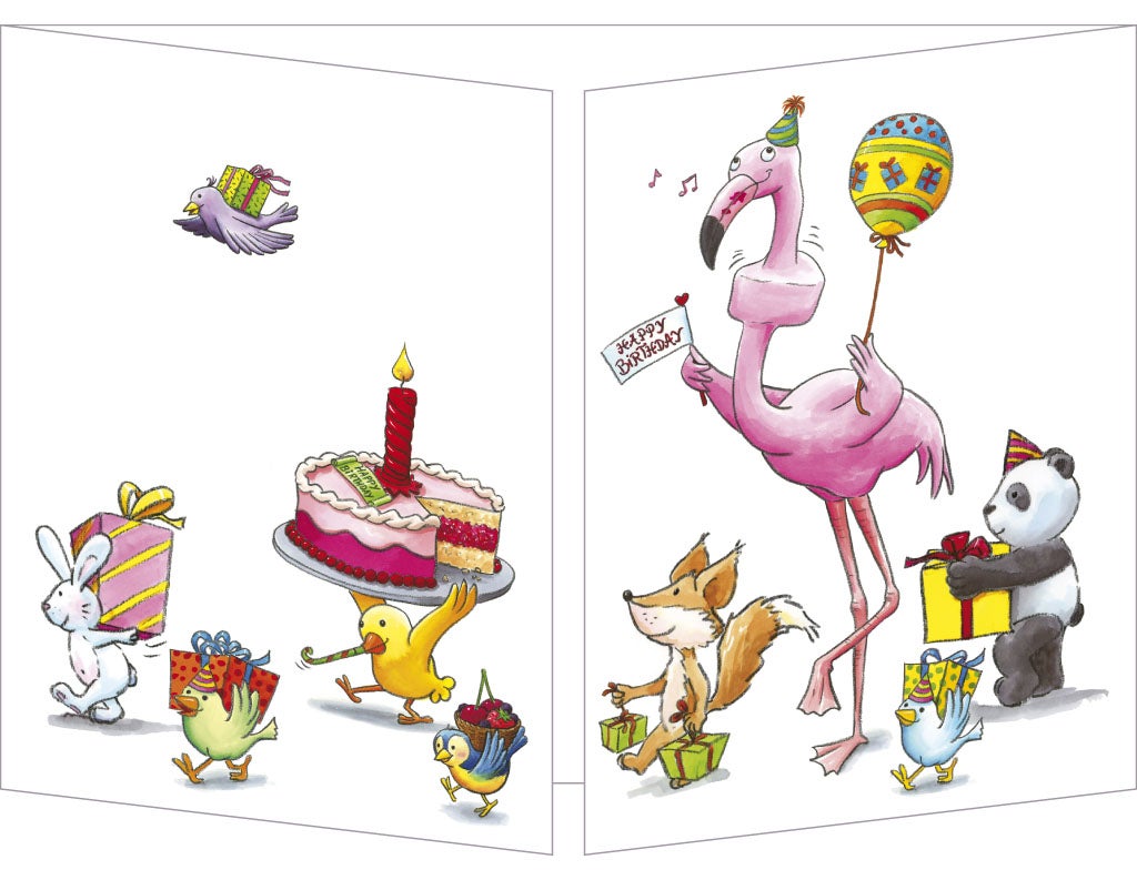 Klaffekort Flamingo i bursdag