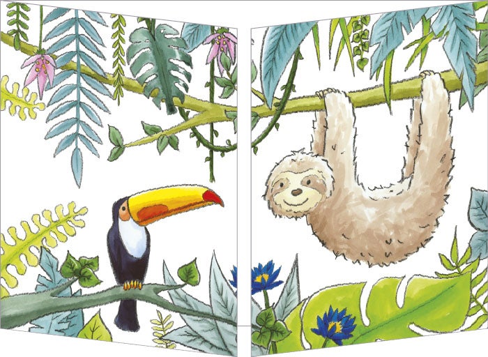 Klaffekort Dovendyr og toucan